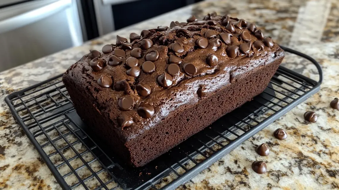 Freshly baked chocolate bread recipe loaf