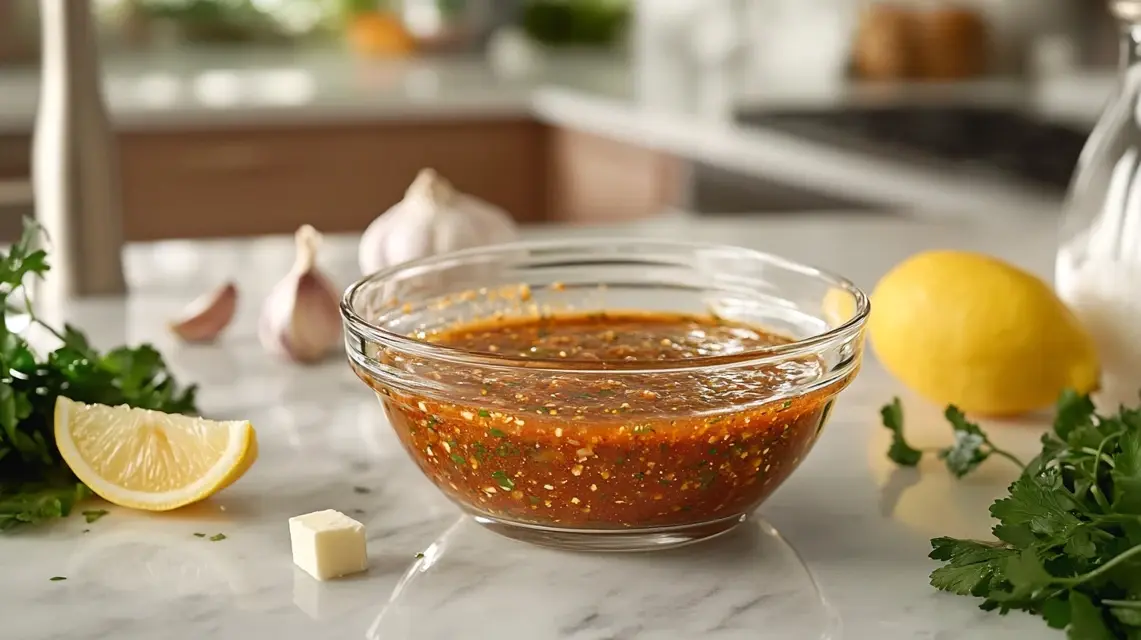 seafood boil sauce: homemade sauce poured over it