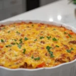 Delicious Gluten Free Breakfast Casserole with fresh herbs