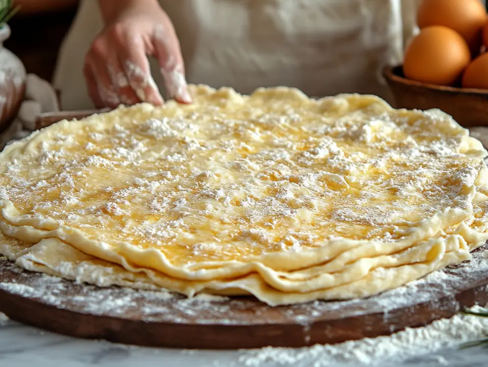 rolling out cottage cheese flatbread dough