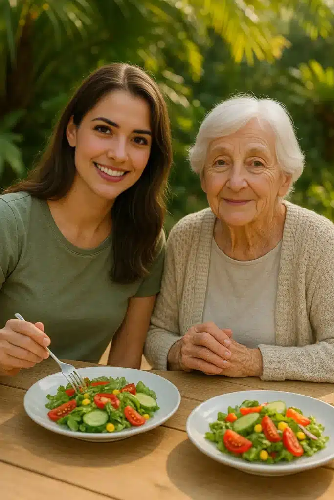 with my Grandmother Enjoying a Healthy Moment Together in our home family - About Savoringdish